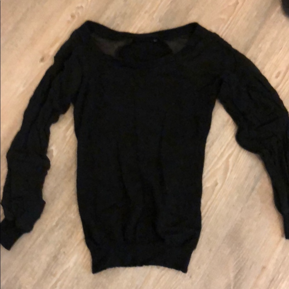 Black sweater with sheer sleeves